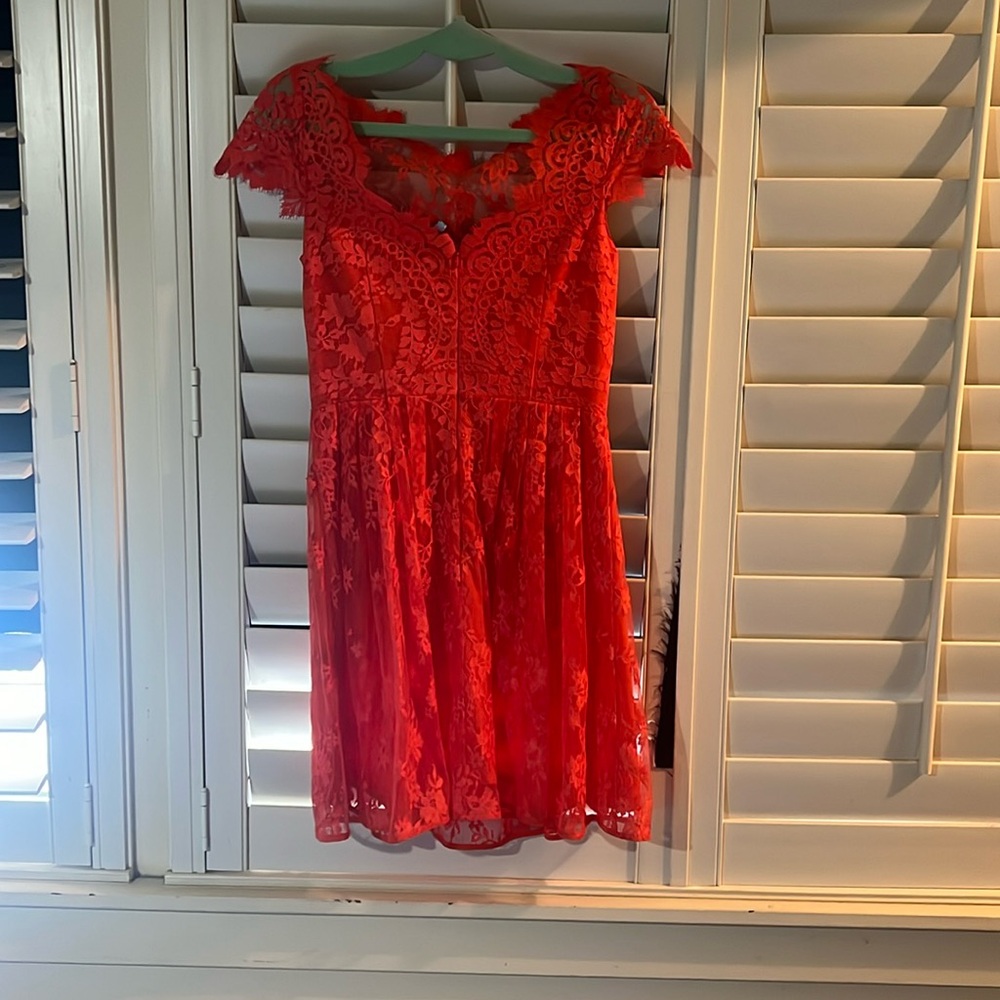 Lace - coral color - Cynthia Steffe dress